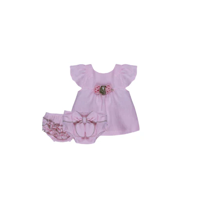 Abito con culotte Marlù rosa con fiore in 3D