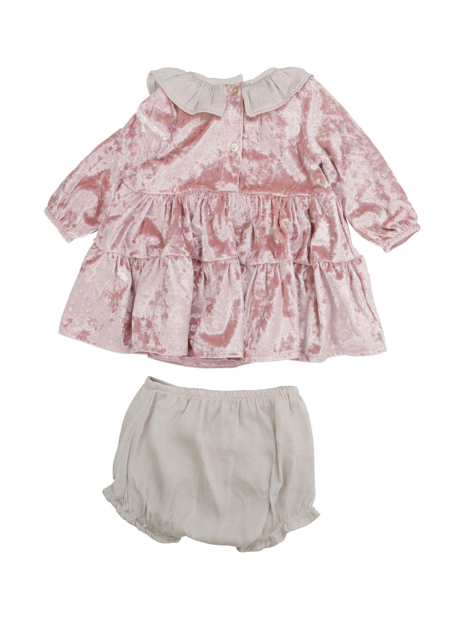 Abito in velluto rosa con culotte - Image 2