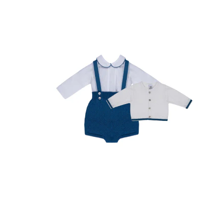 Completo con cardigan Marlù bianco e blu