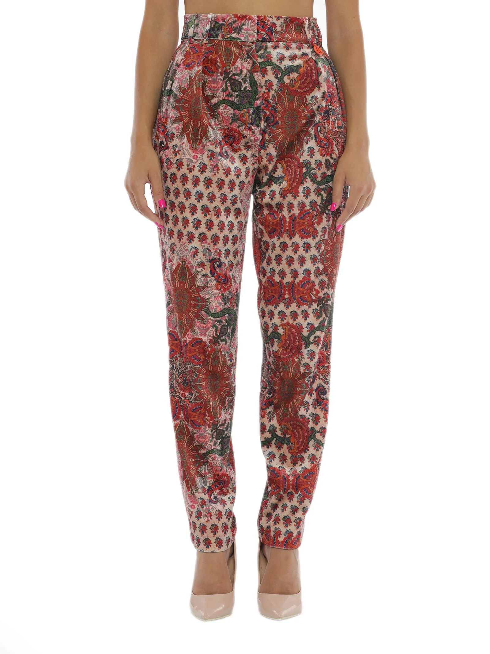 Pantalone dritto in velluto multicolor