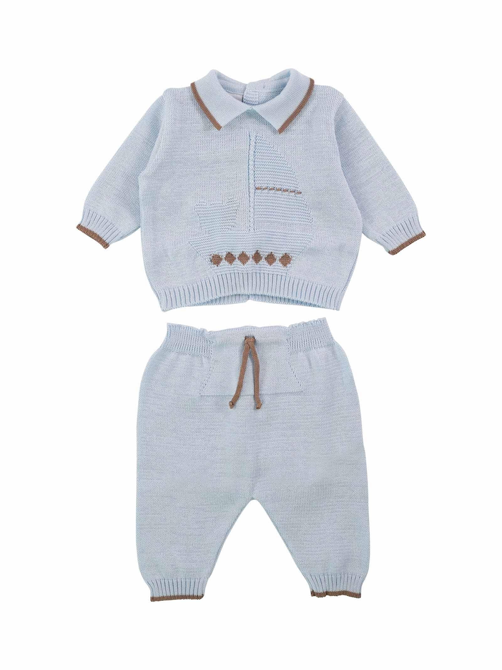 Tutina due pezzi azzurra con orsetto e vela