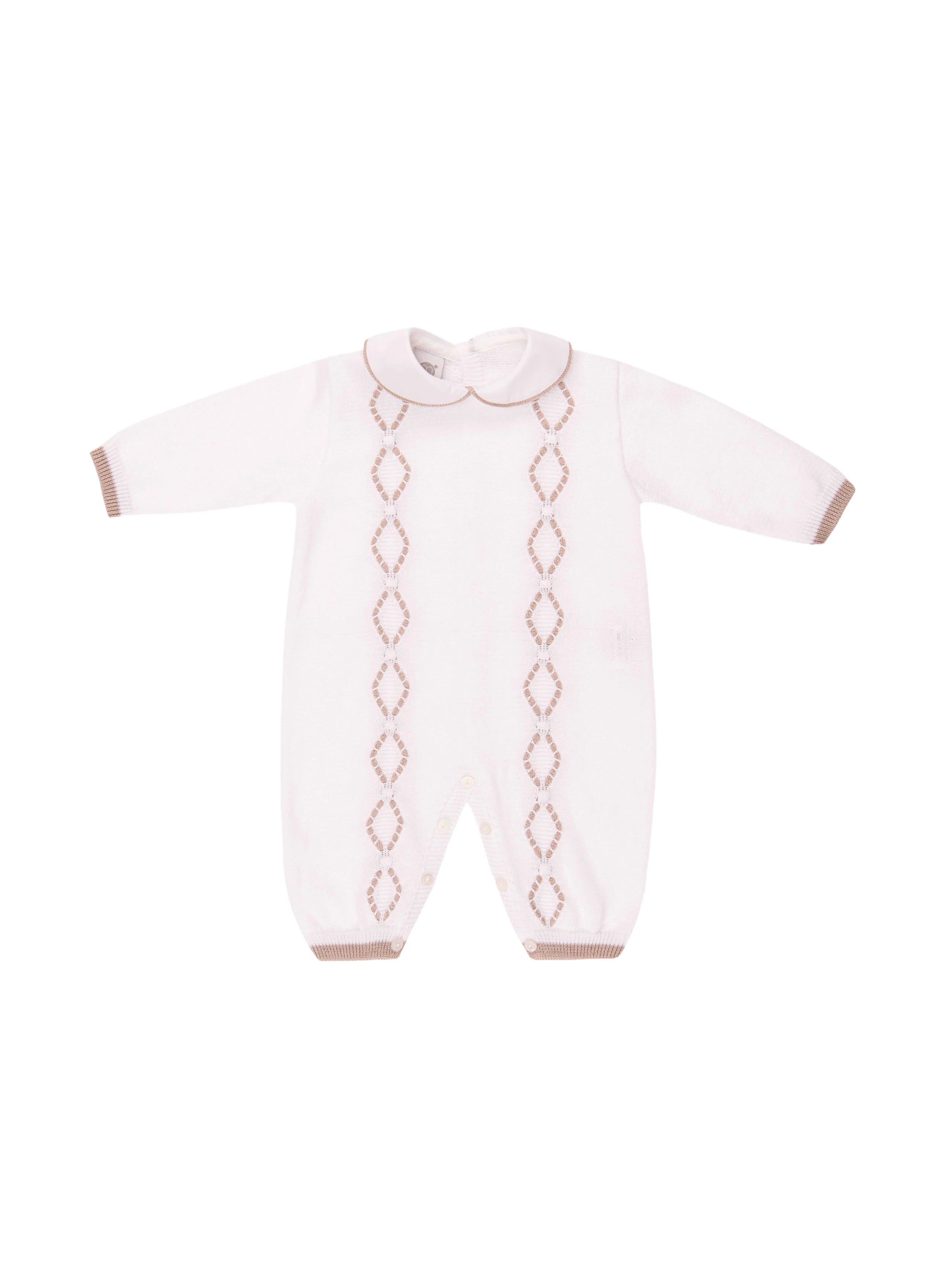 Tutina Marlù bianca con dettagli geometrici beige