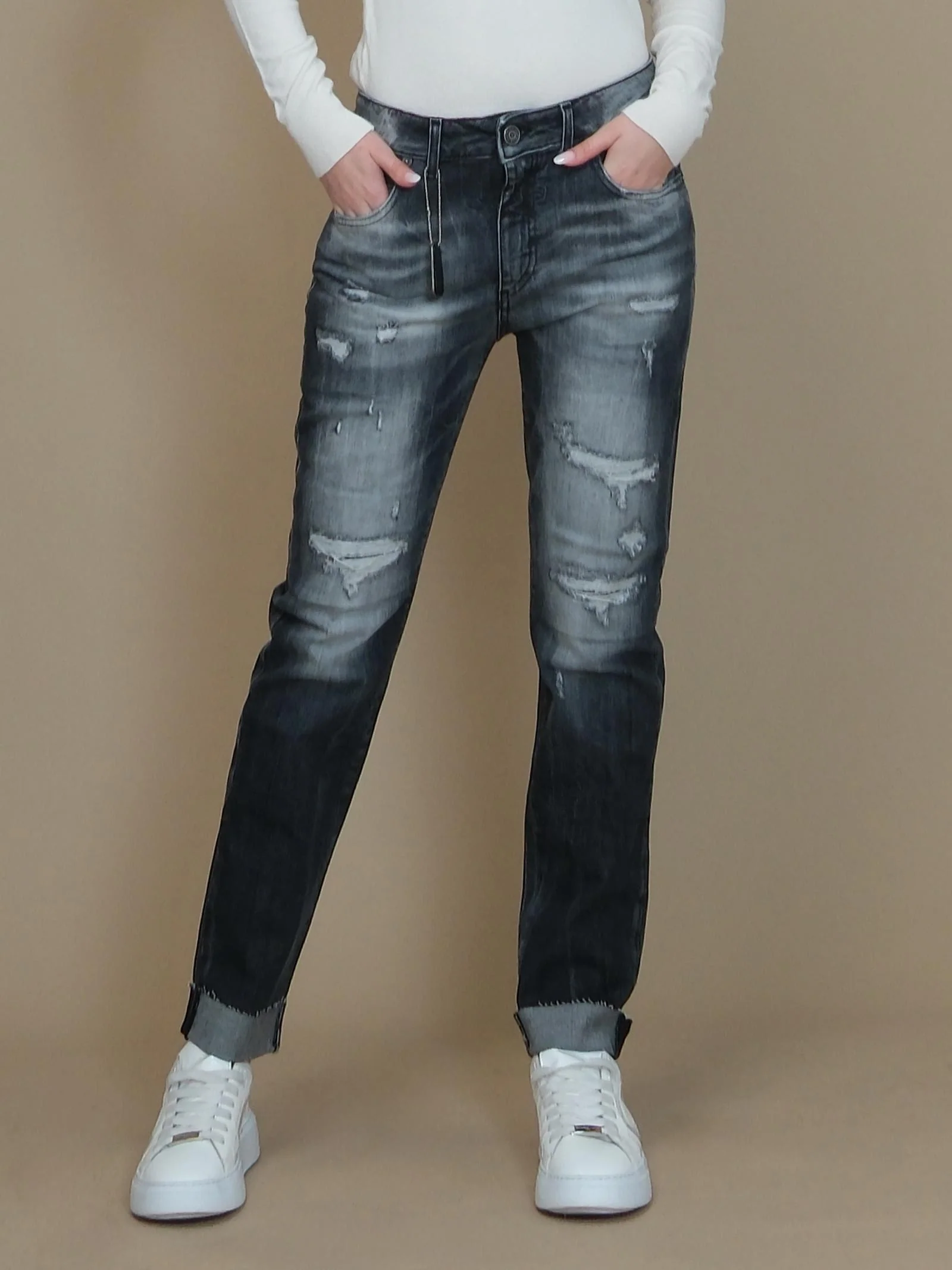 Jeans regular Patriòt nero in denim