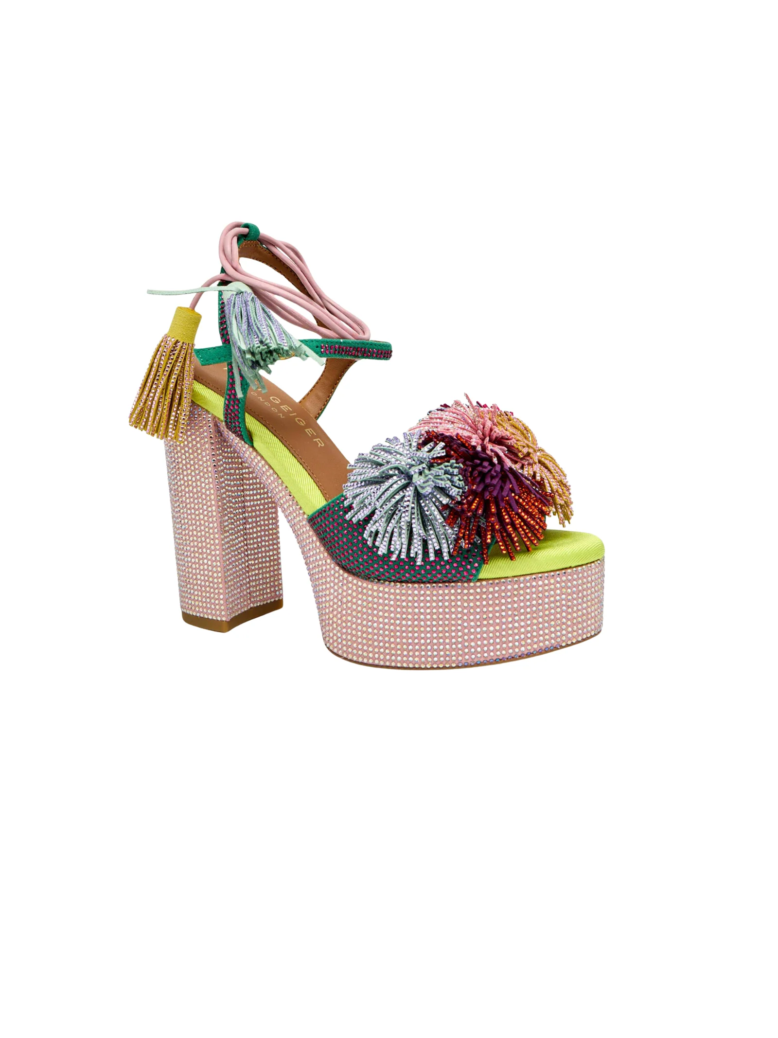 Sandali con tacco "Pom Pom Tie Platform" Kurt Geiger multicolor