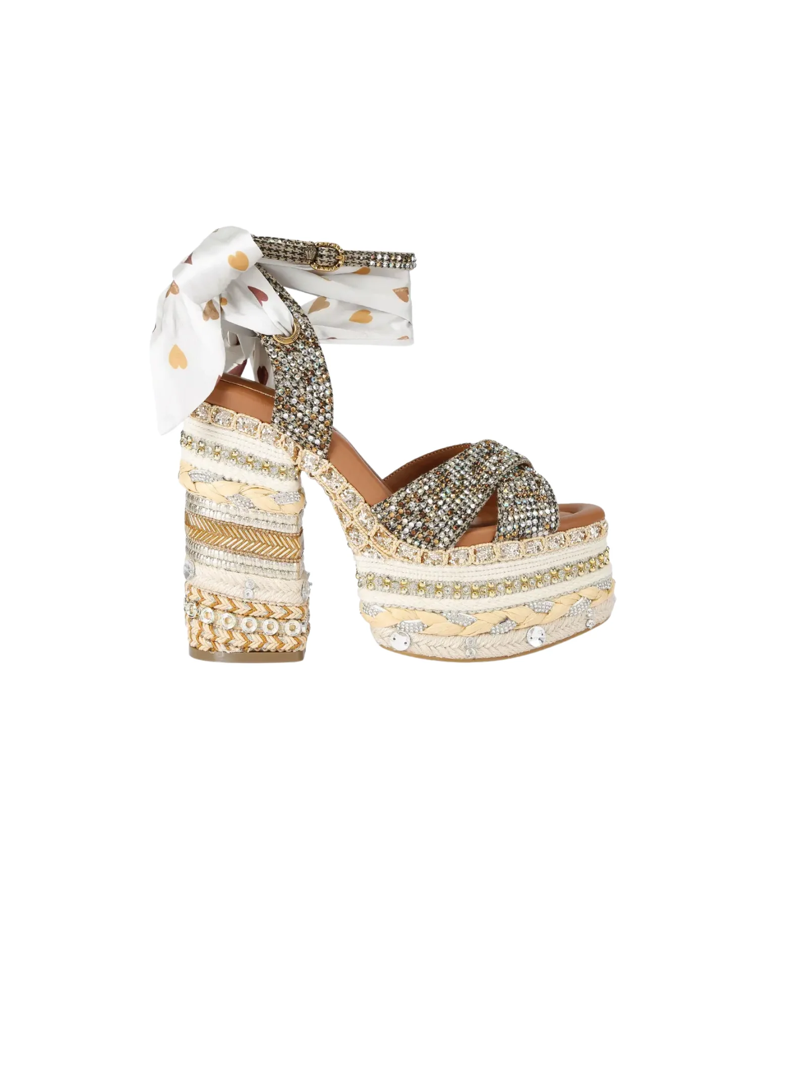 Sandali con zeppa e foulard Kurt Geiger beige