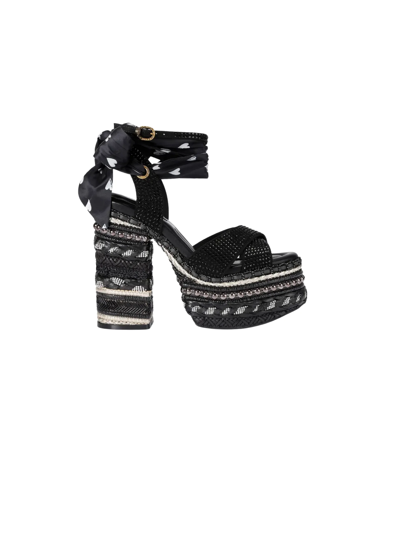 Sandali con zeppa e foulard Kurt Geiger nero