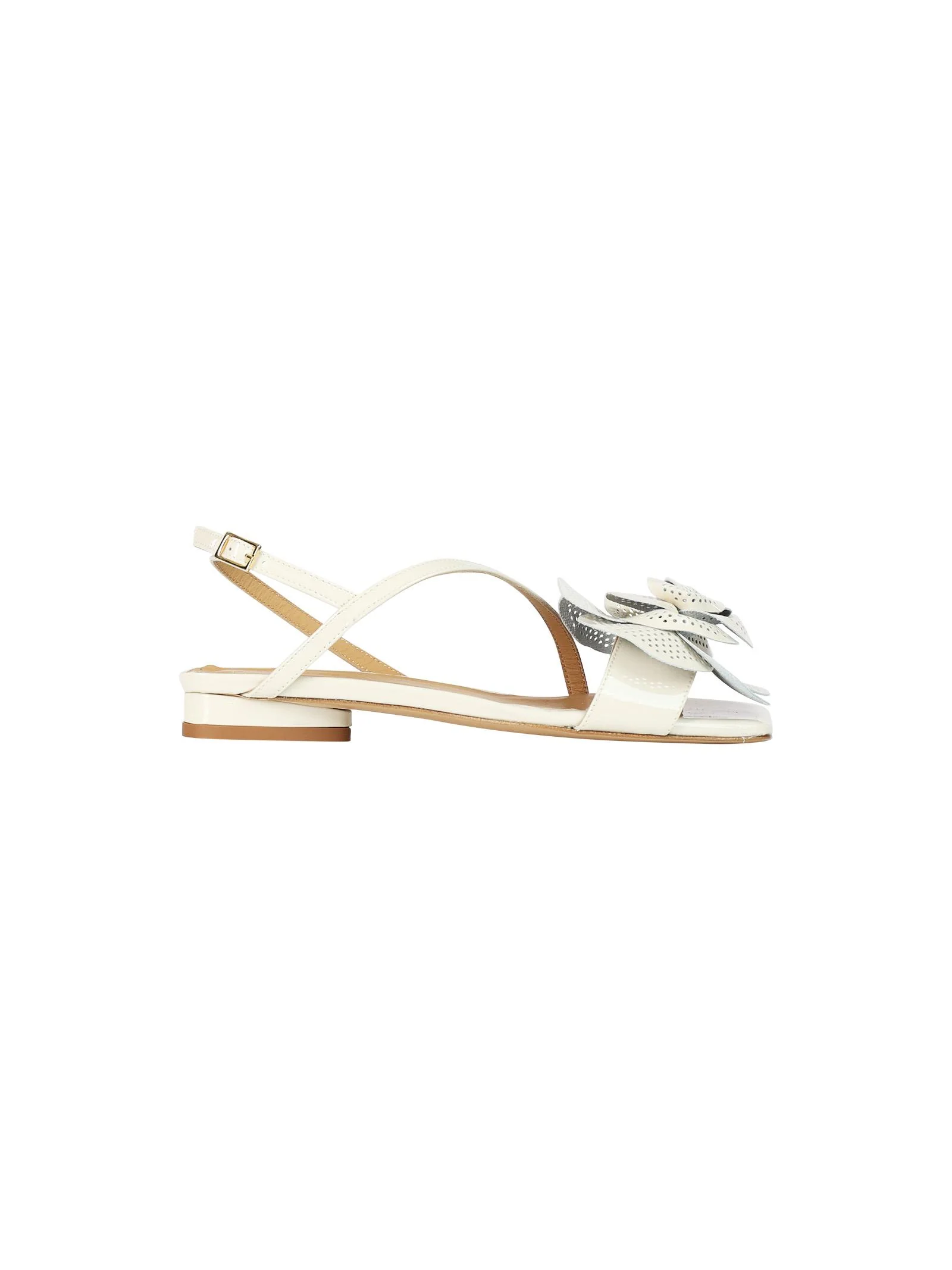 Sandali in vernice cocco con fiore